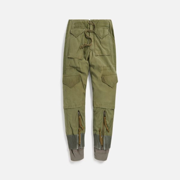 Greg Lauren Front Zip Pant - Army Green Sale