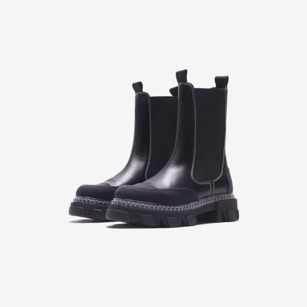 Ganni Cleated Mid Chelsea Boot - Black Fashion - Image 2