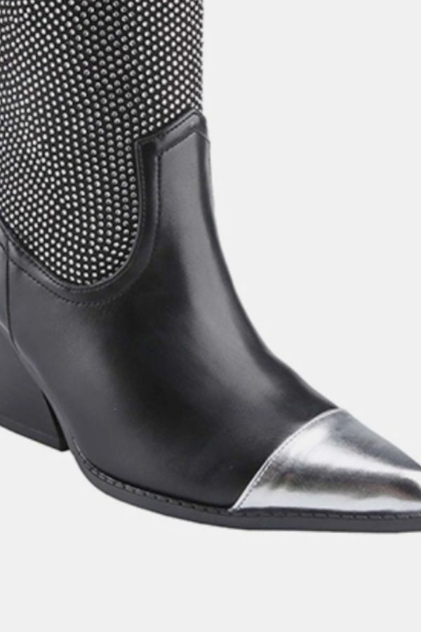 Hazel Blues® |  Weeboo Chunky Heel Rhinestone Western Cowboy Boots Fashion - Image 3