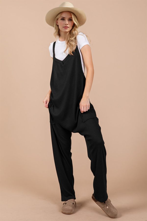 Hazel Blues® |  OH V-Neck Wide Strap Overalls with Pockets Cheap